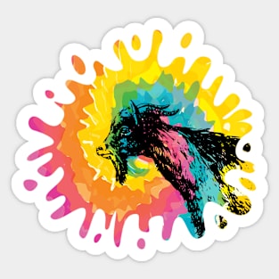 Love Goats Rainbow Tye Dye Artsy Sticker